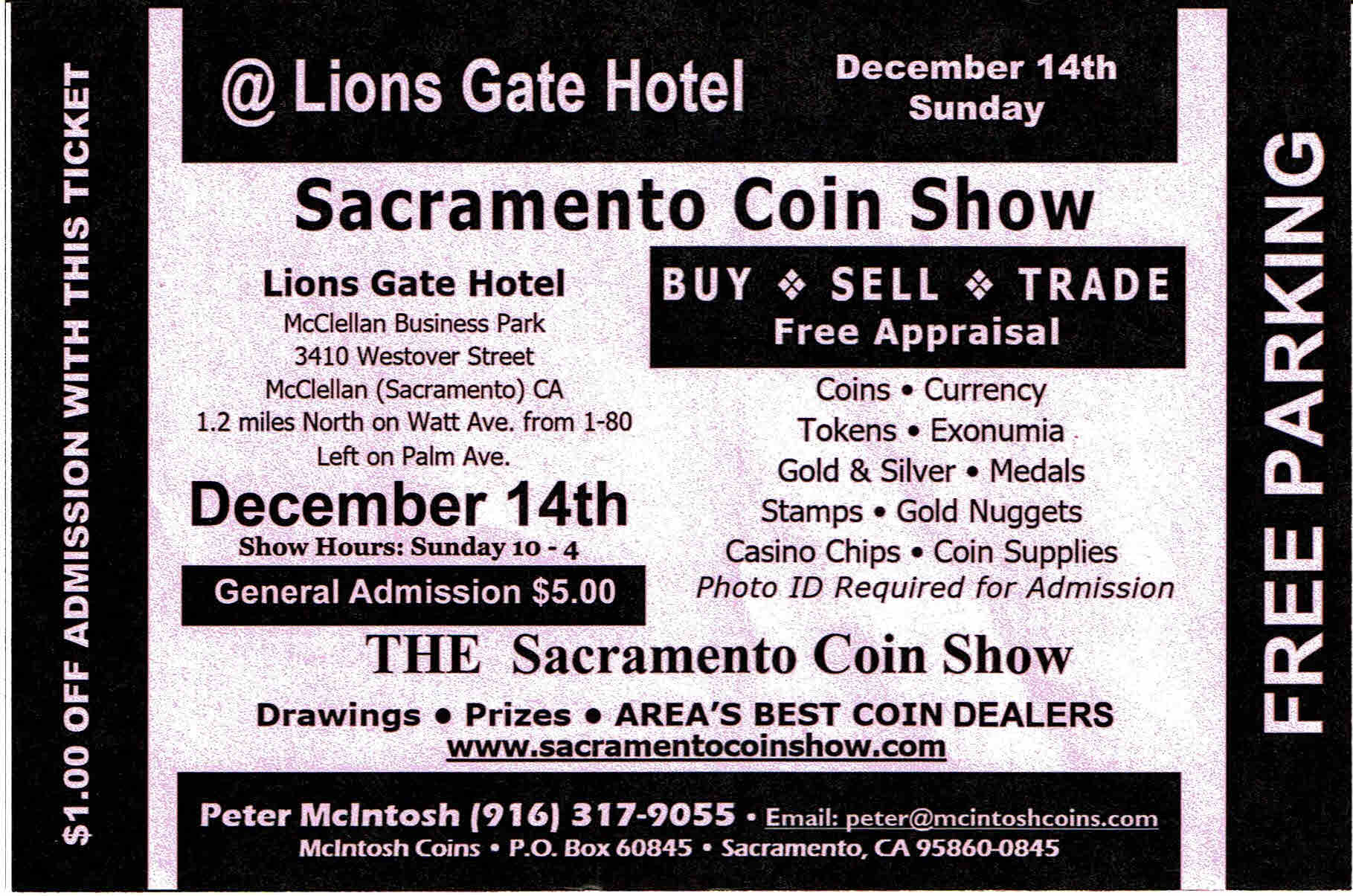 Sacramento Coin Show Flyer Coupon