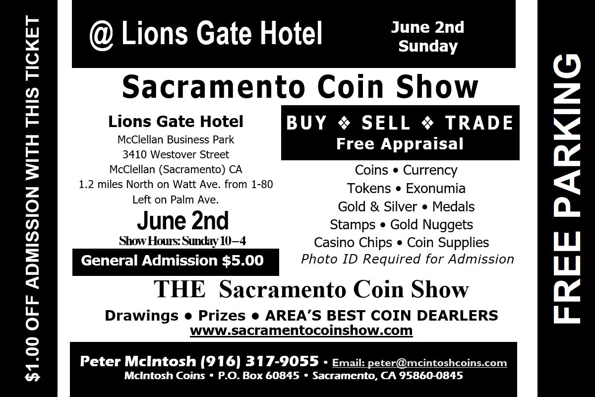 Sacramento Coin Show Flyer Coupon