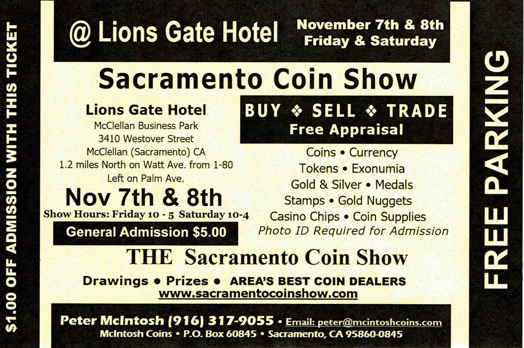 Sacramento Coin Show Flyer Coupon